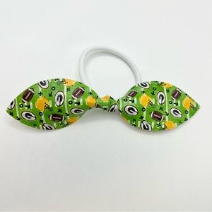🧀Packer ponytail bow. Green Bay Packers. Vegan leather. Handmade. Lightweight